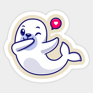 Cute Seals Dabbing Cartoon Sticker